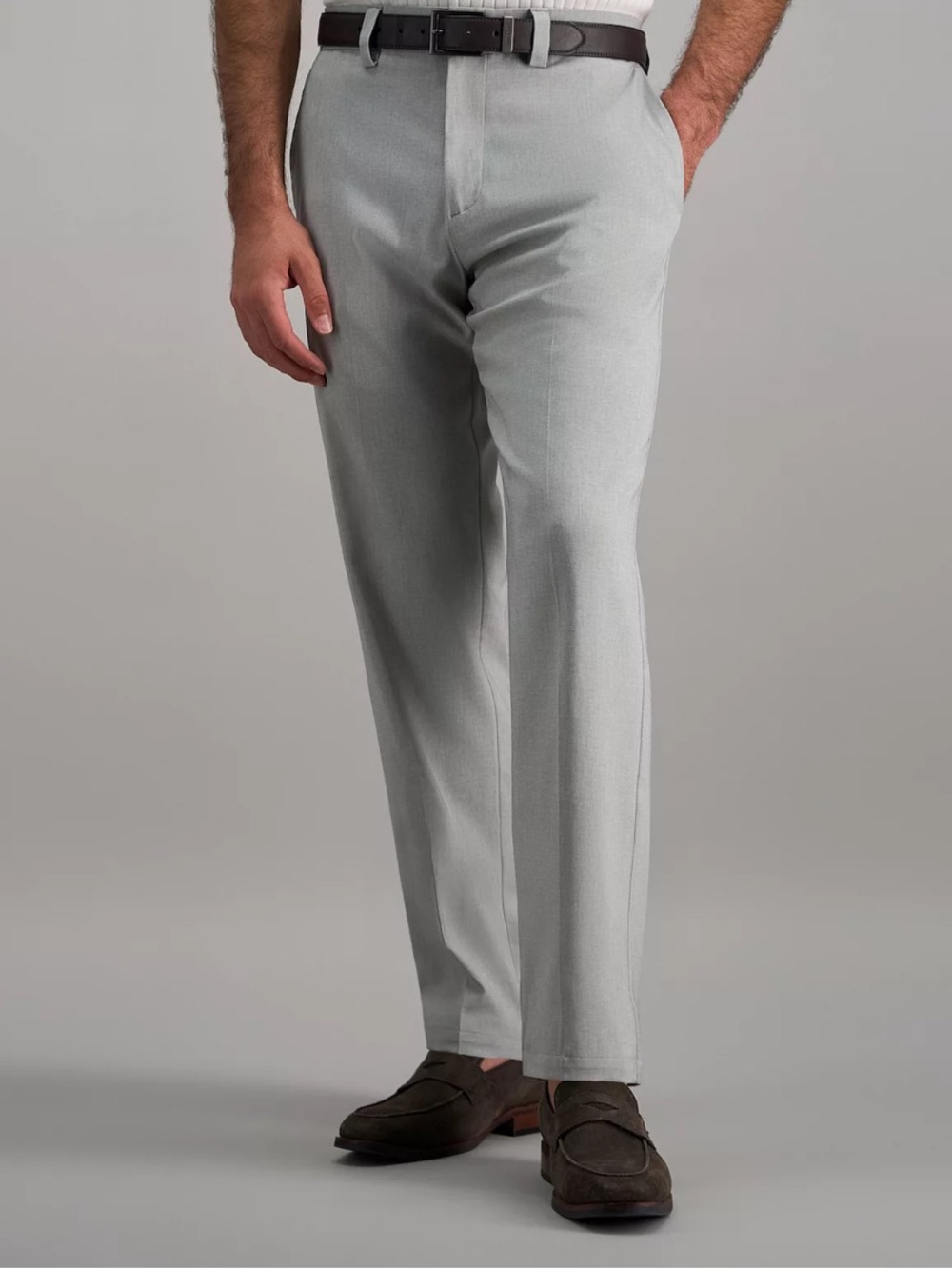 Men's Haggar Comfort Performance Straight-Fit Flat-Front Pants 36x34 Light Gray